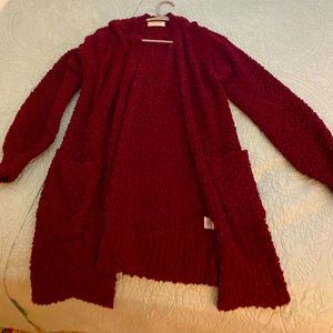 Zenana size small popcorn cardigan burgundy